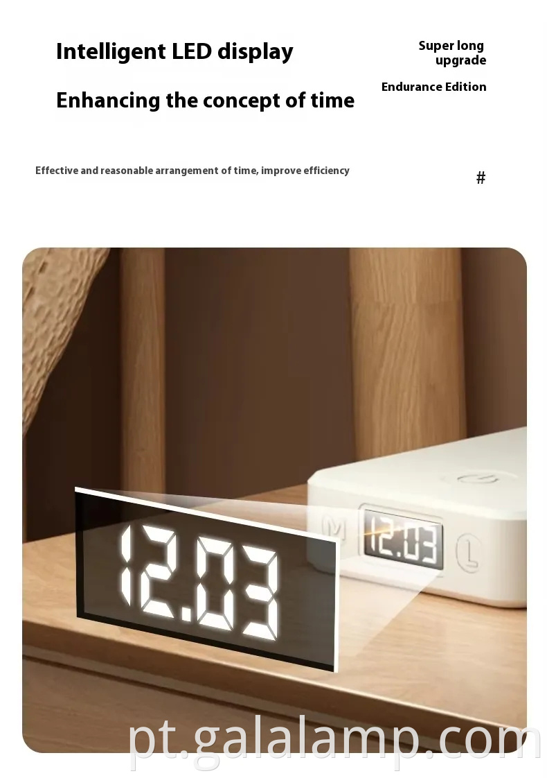 Lâmpada de mesa dobrável recarregável, lâmpada de mesa para leitura de relógio Rechargeable Folding Desk Lamp, Clock Reading Desk Lamp